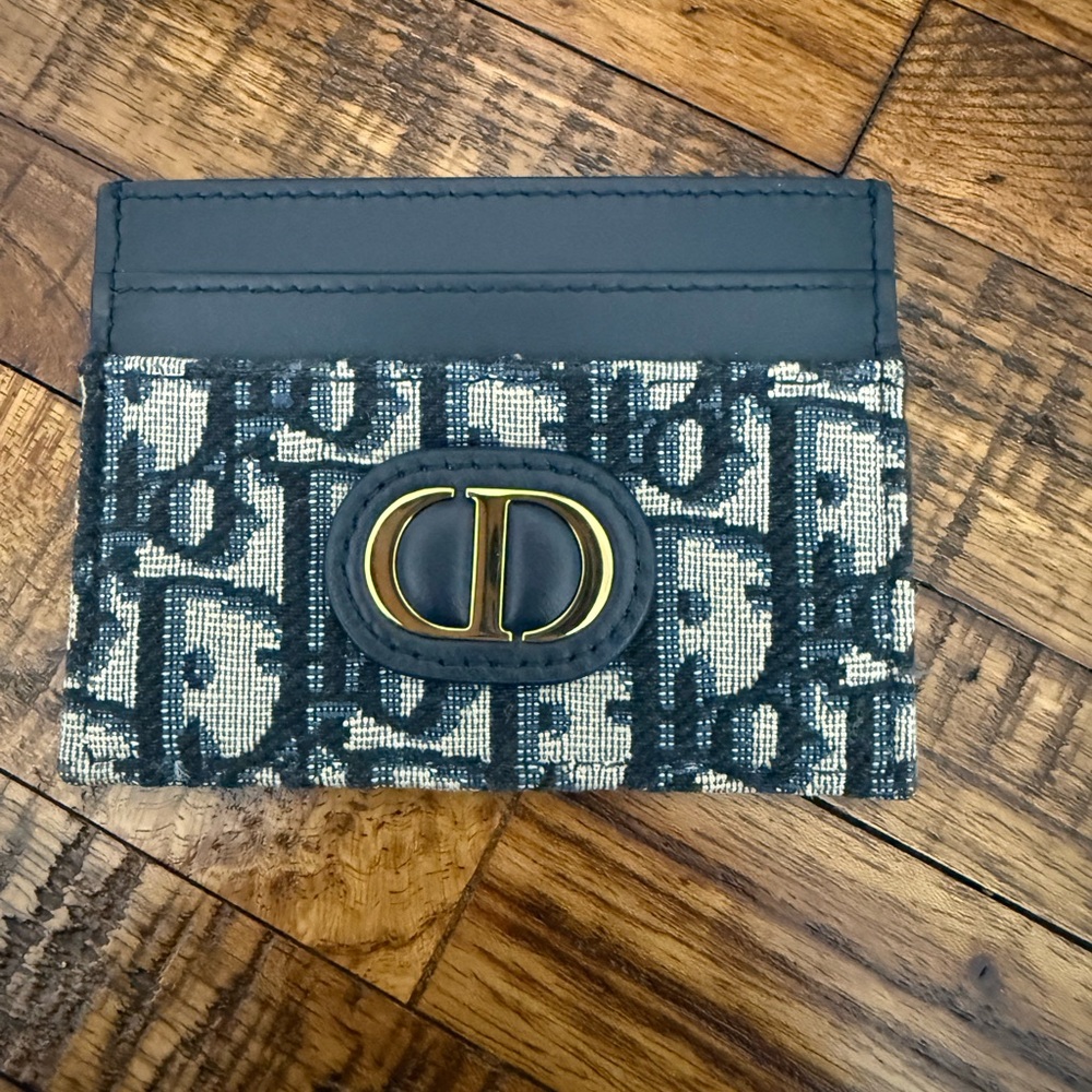 Dior Navy and Gold Card Holder - Picture 1 of 10